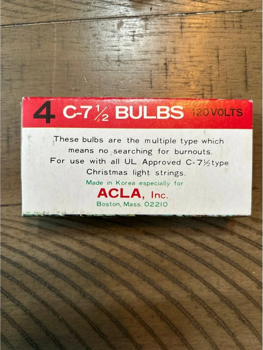 Vintage ACLA C-7½ Blue Christmas Replacement Bulbs 4-Pack 120V Made in Korea NOS